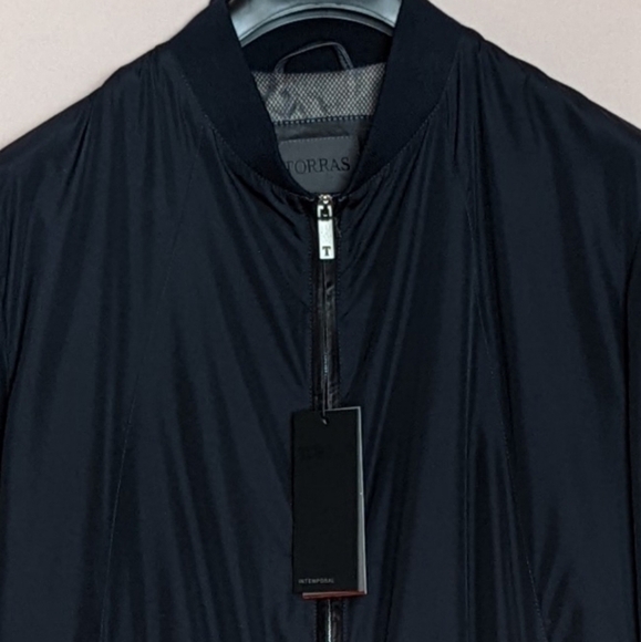 Torras Blue Mesh Lined Jacket with Lambskin Leather Trim size 46 - Picture 2 of 8